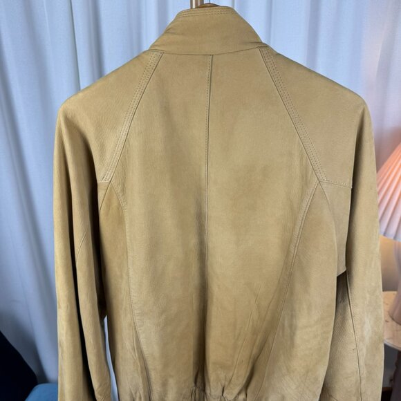 Vintage Leather Bomber Jacket Tan Men's Large - Picture 8 of 16